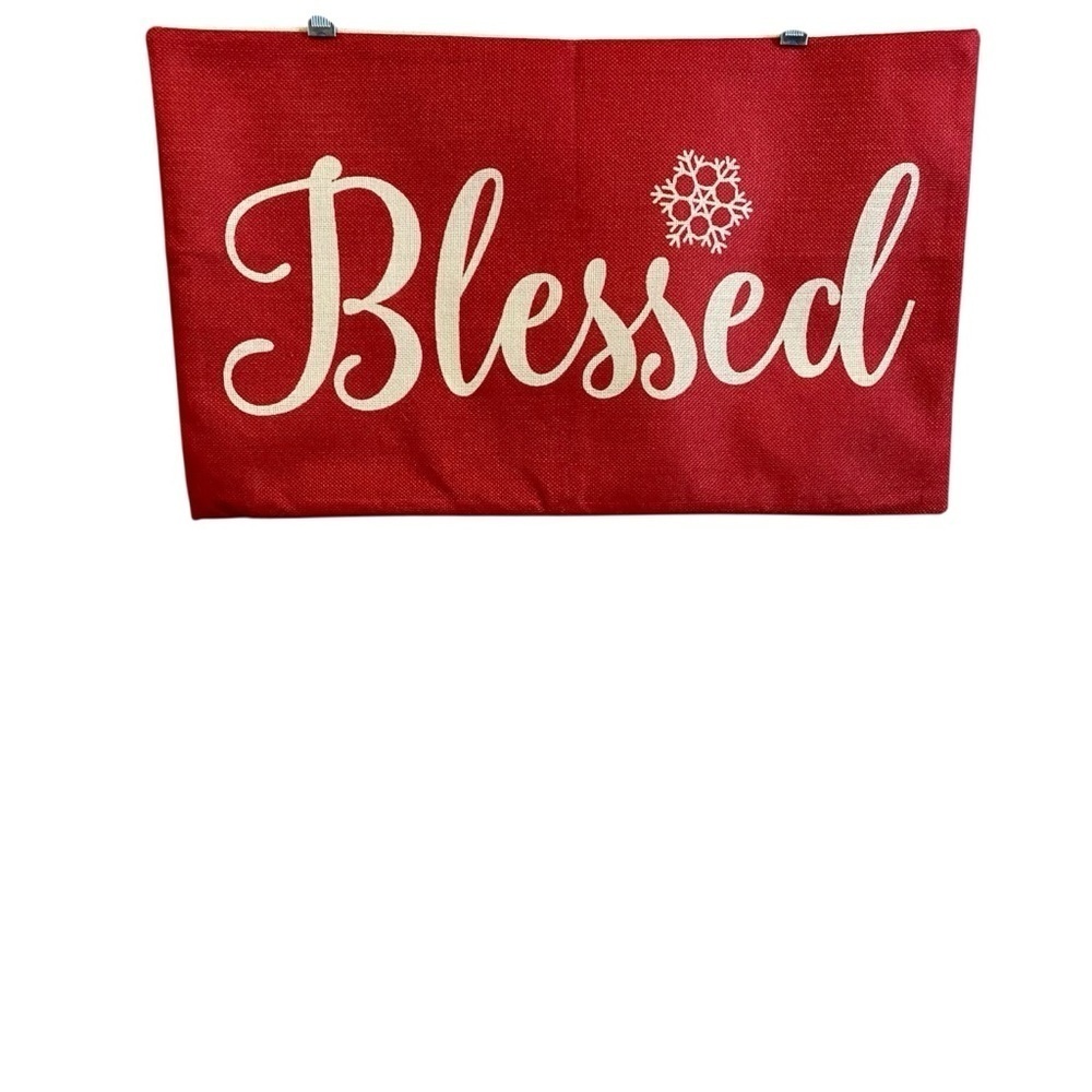 Hand Crafted Red 'Blessed' Decorative Pillowcase